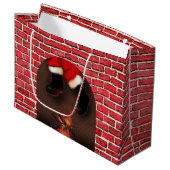 Santa Stuck in Chimney Funny Christmas Große Geschenktüte (Vorderseite Schrägansicht)