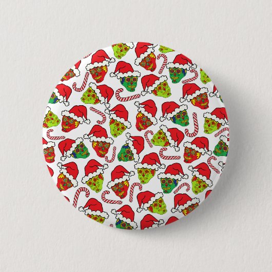 Santa Sugar Skull Button (Vorderseite)