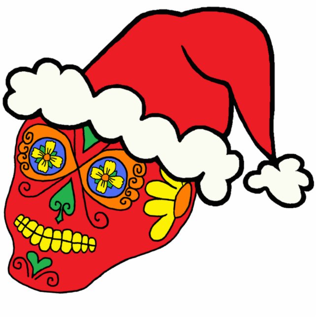 Santa Sugar Skull Fotoskulptur Ornament (Vorne)