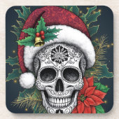 Santa Sugar Skull Getränkeuntersetzer (Vorderseite)