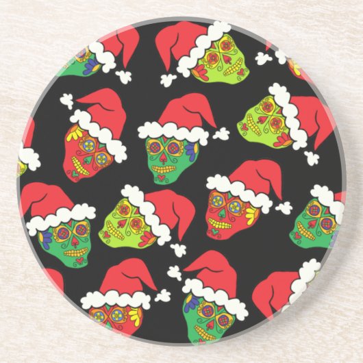 Santa Sugar Skulls Sandstein Untersetzer (Vorne)