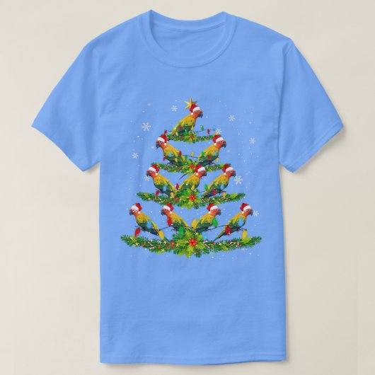 Santa Sun Conure Birds Weihnachtsbaum Lichter Sant T-Shirt (Design vorne)