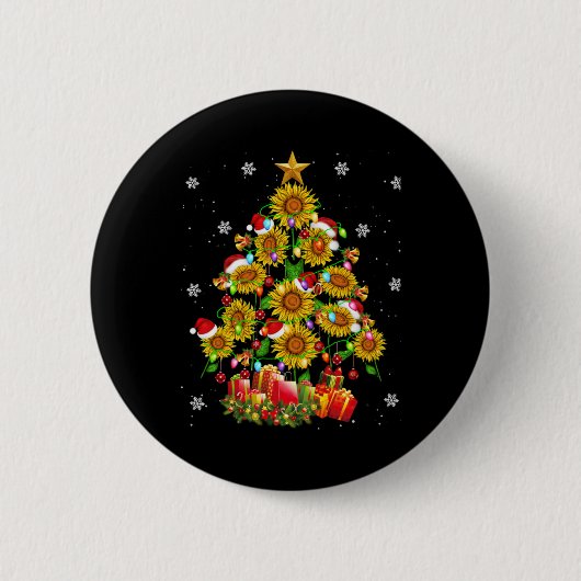 Santa Sunflower Christmas Tree Xmas Lights Santa S Button (Vorderseite)