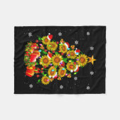 Santa Sunflower Christmas Tree Xmas Lights Santa S Fleecedecke (Vorderseite (Horizontal))