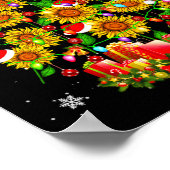 Santa Sunflower Christmas Tree Xmas Lights Santa S Poster (Ecke)