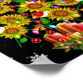 Santa Sunflower Christmas Tree Xmas Lights Santa S Poster (Ecke)