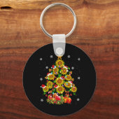 Santa Sunflower Christmas Tree Xmas Lights Santa S Schlüsselanhänger (Vorderseite)