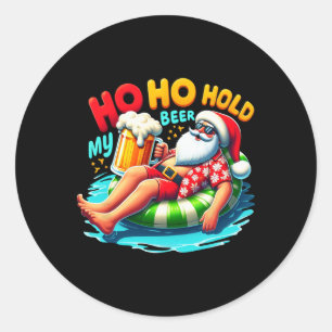 Santa Sungles Ho Ho Halt Mein Bier Weihnachten Im  Runder Aufkleber