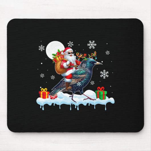 Santa Sungles Reitsport Rentier Starling Bird Enth Mousepad (Vorne)