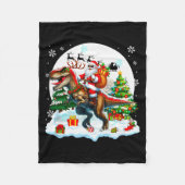 Santa Sungles Riding T-rex Reindeer Christmas Snow Fleecedecke (Vorderseite)