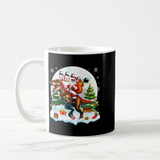 Santa Sungles Riding T-rex Reindeer Christmas Snow Kaffeetasse (Links)