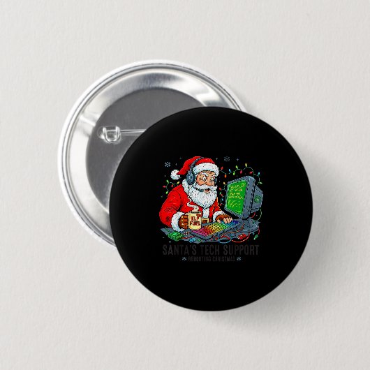 Santa Support Tech s Rebooting Humor Button (Vorne & Hinten)