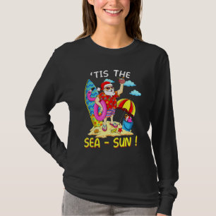 Santa Surf Flamingo Float Das Meer Sonne Christma T-Shirt