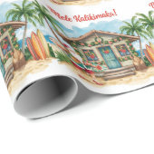 Santa Surf Shack Hawaii – “Mele Kalikimaka!”  Geschenkpapier (Rolleneckpunkt)
