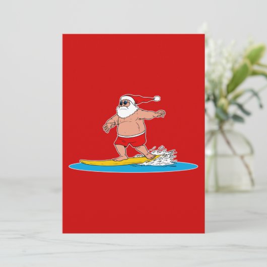 Santa Surfen Einladung (Stehend Vorderseite)