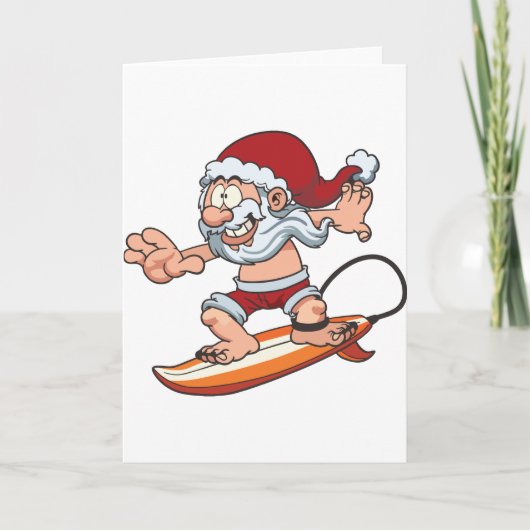 Santa Surfing Feiertagskarte (Vorderseite)