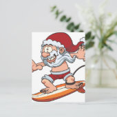 Santa Surfing Feiertagspostkarte (Stehend Vorderseite)