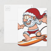 Santa Surfing Feiertagspostkarte (Vorne/Hinten)