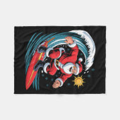 Santa Surfing Funny Surfer Holiday Christmas Xmas Fleecedecke (Vorderseite (Horizontal))