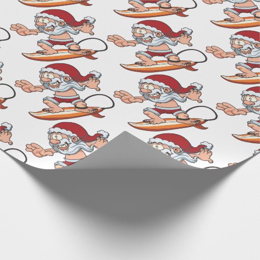 Santa Surfing Geschenkpapier (Ecke)