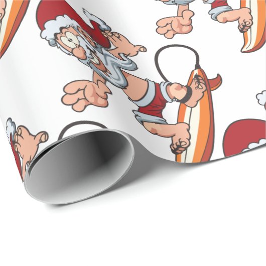 Santa Surfing Geschenkpapier (Rolleneckpunkt)