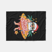 Santa Surfing Hawaiian Beach Christmas In July Tro Fleecedecke (Vorderseite (Horizontal))