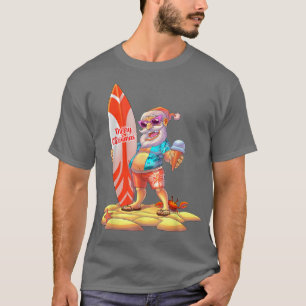 Santa Surfing Hawaiian Weihnachten im Juli Sommer T-Shirt
