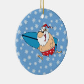 Santa surfing keramikornament (Rechts)
