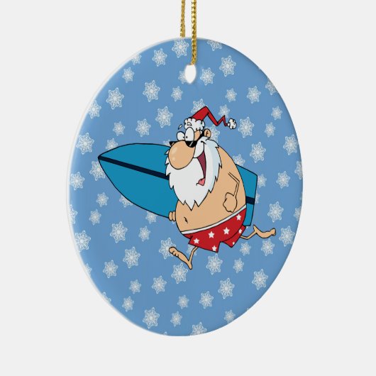 Santa surfing keramikornament (Rechts)