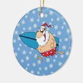 Santa surfing keramikornament (Links)