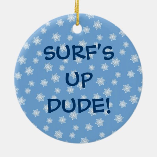 Santa surfing keramikornament (Hinten)