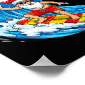 Santa Surfing Mele Kalikimaka Hawaiian Christmas Poster (Ecke)