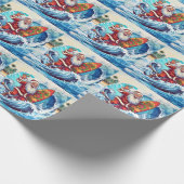 Santa surfing on big wave geschenkpapier (Ecke)