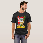 Santa Surfing Sommerurlaub Hawaiianische Weihnacht T-Shirt (Vorne ganz)