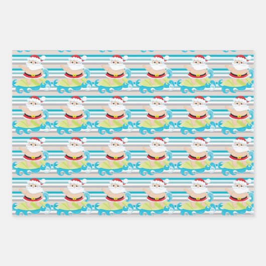 Santa Surfing Typ coole Schattierungen Weihnachtss Geschenkpapier Set (Vorderseite)