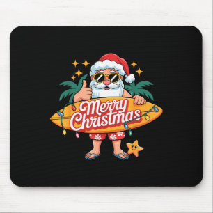 Santa surft auf hawaiianischem Strand - Weihnachte Mousepad