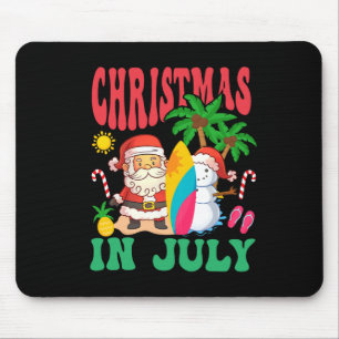 Santa surft auf hawaiianischem Strand - Weihnachte Mousepad