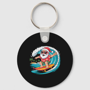 Santa surft auf hawaiianischem Strand - Weihnachte Schlüsselanhänger