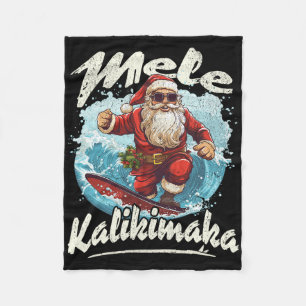 Santa Surft Mele Kalikimaka Aloha Hawaii Weihnacht Fleecedecke