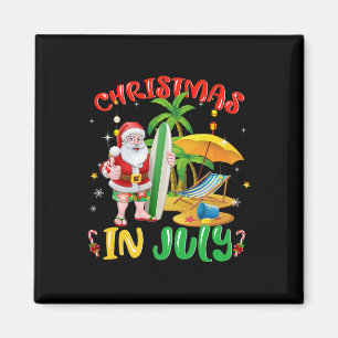 Santa surft Weihnachten im Juli Santa Surfer Famil Magnet