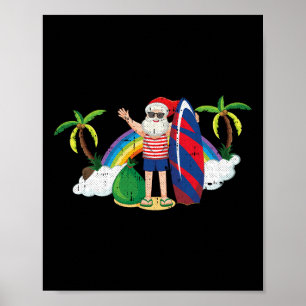 Santa surft Weihnachten im Juli Sommer tropisch Be Poster