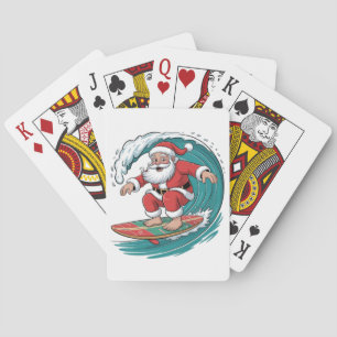 Santa Surft Weihnachten Surf X-mas Festive Feierta Spielkarten