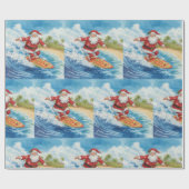 Santa surft Weihnachtsferien Geschenkpapier (Flach)