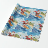 Santa surft Weihnachtsferien Geschenkpapier (Ungerollt)