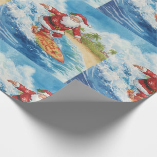 Santa surft Weihnachtsferien Geschenkpapier
