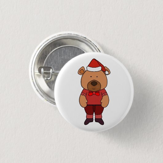 Santa Süßbär Button (Vorne & Hinten)