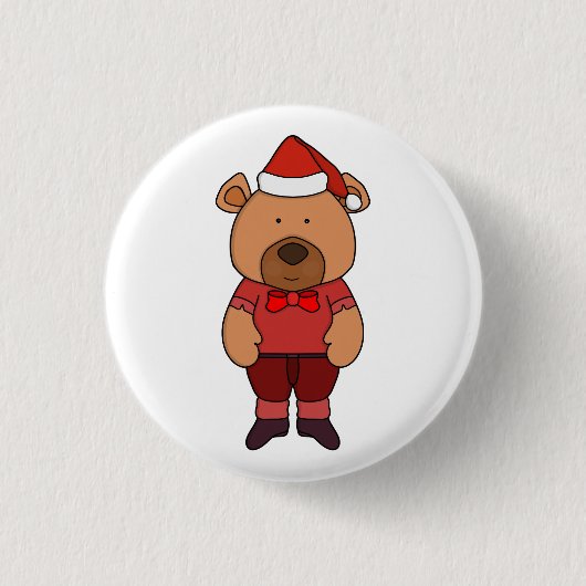 Santa Süßbär Button (Vorderseite)