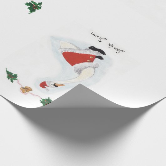 Santa Swan Gift Wrap Geschenkpapier (Ecke)