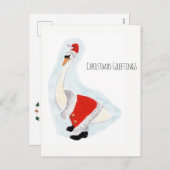 Santa Swan: Weihnachtsgrüße Feiertagspostkarte (Vorne/Hinten)