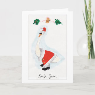 Santa Swan Weihnachtskarte Feiertagskarte